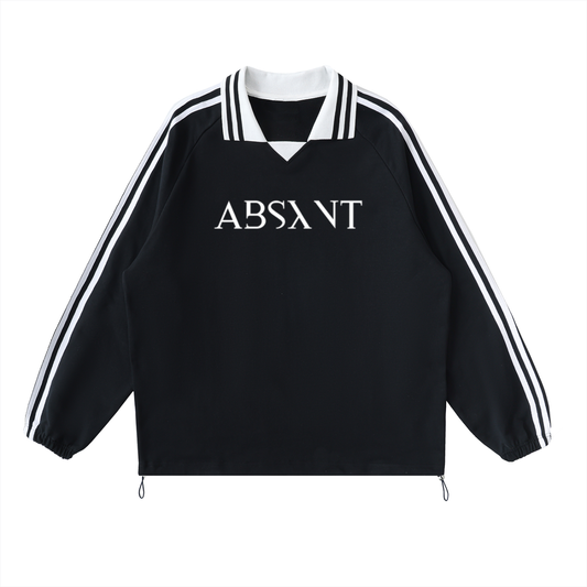 Absxnt Contrast Striped Lapel Collar Sweatshirt